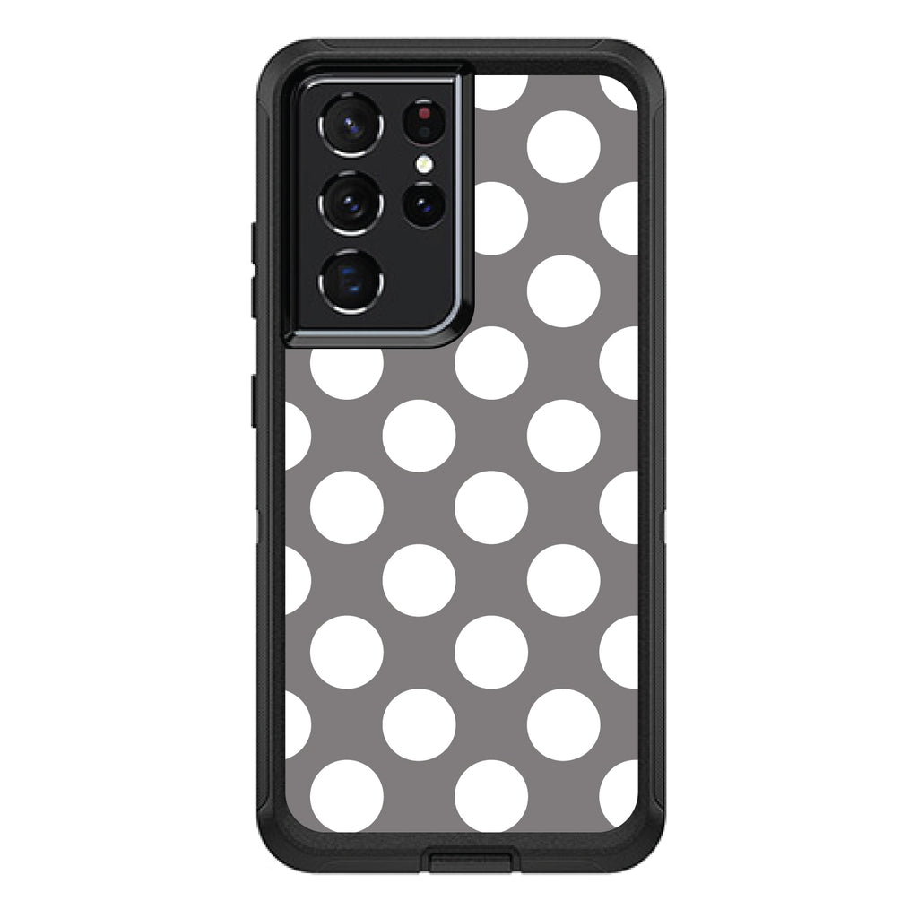 White & Grey Polka Dots OtterBox Defender Case for iPhone & Galaxy, view 7