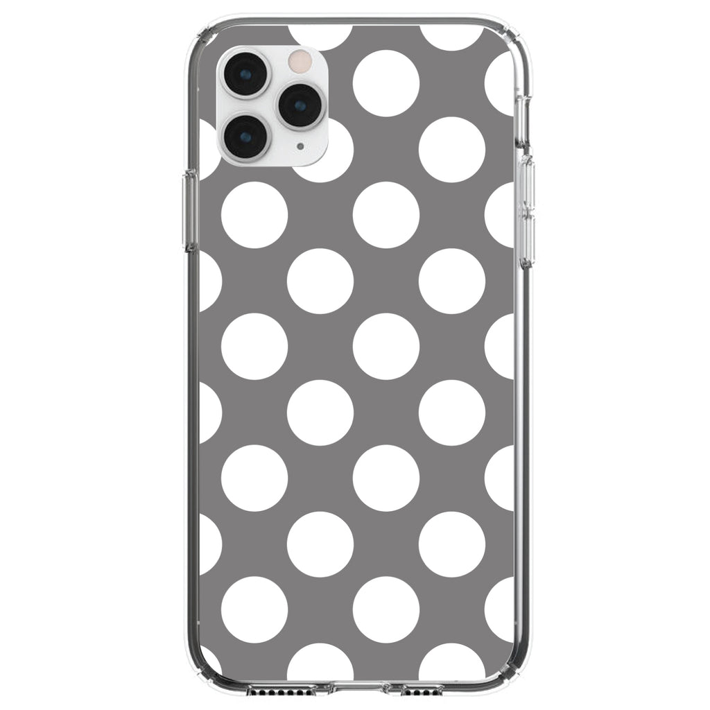 White & Grey Polka Dots Clear Shockproof iPhone Case