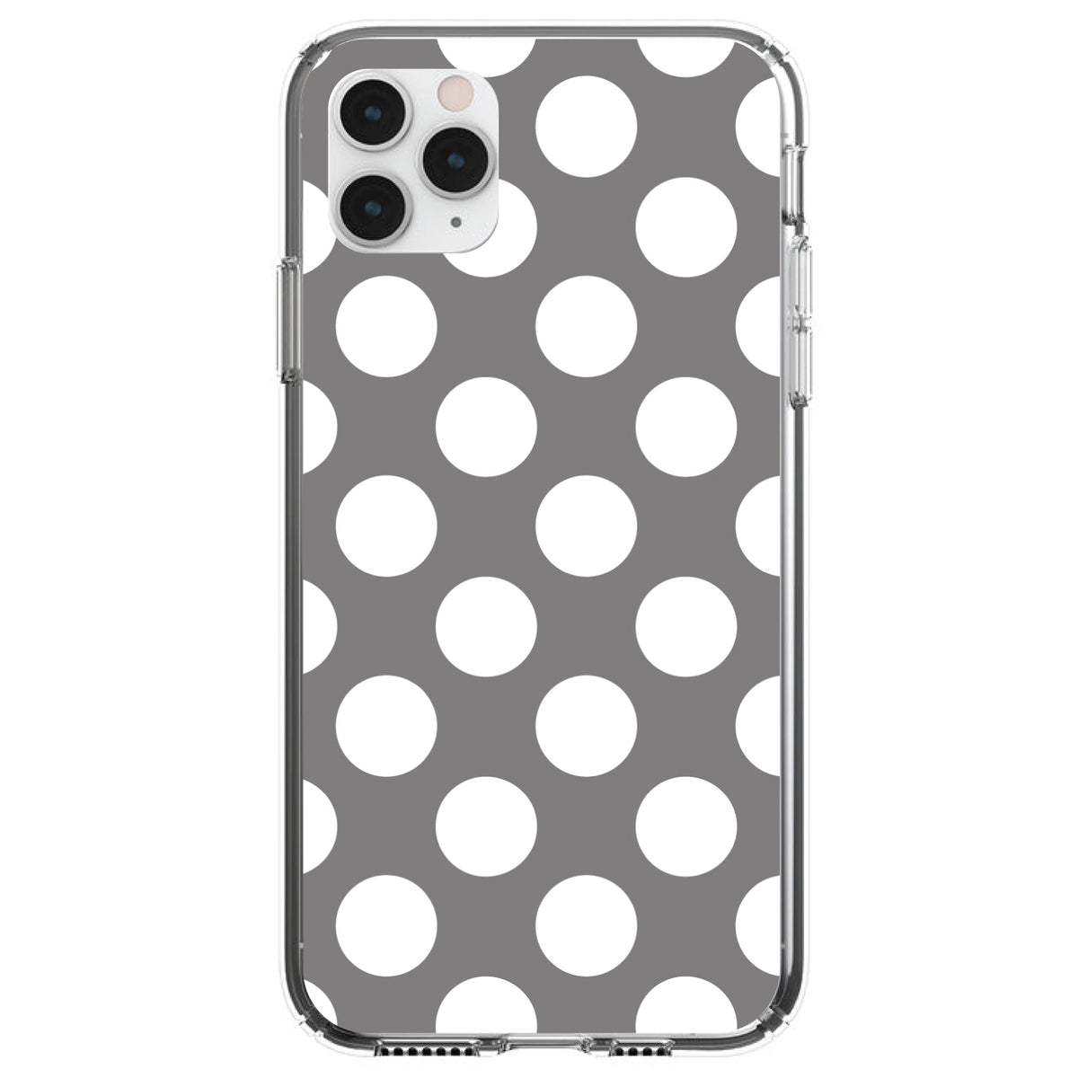 White & Grey Polka Dots Clear Shockproof iPhone Case