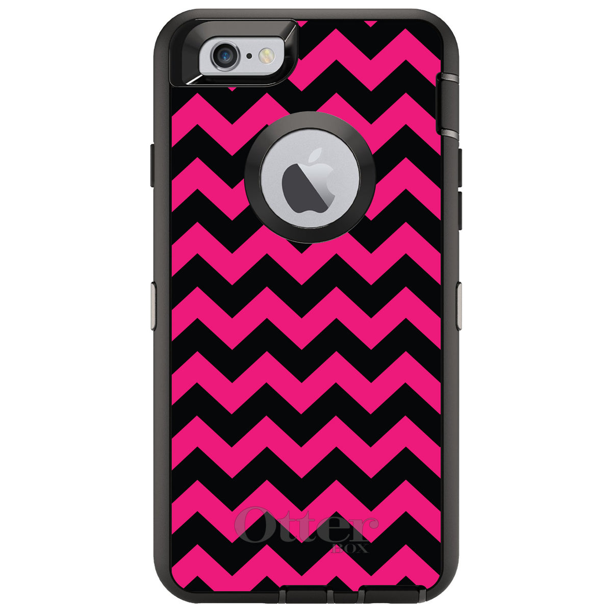 Black Hot Pink Chevron Stripes OtterBox Defender Case for iPhone & Galaxy, view 4