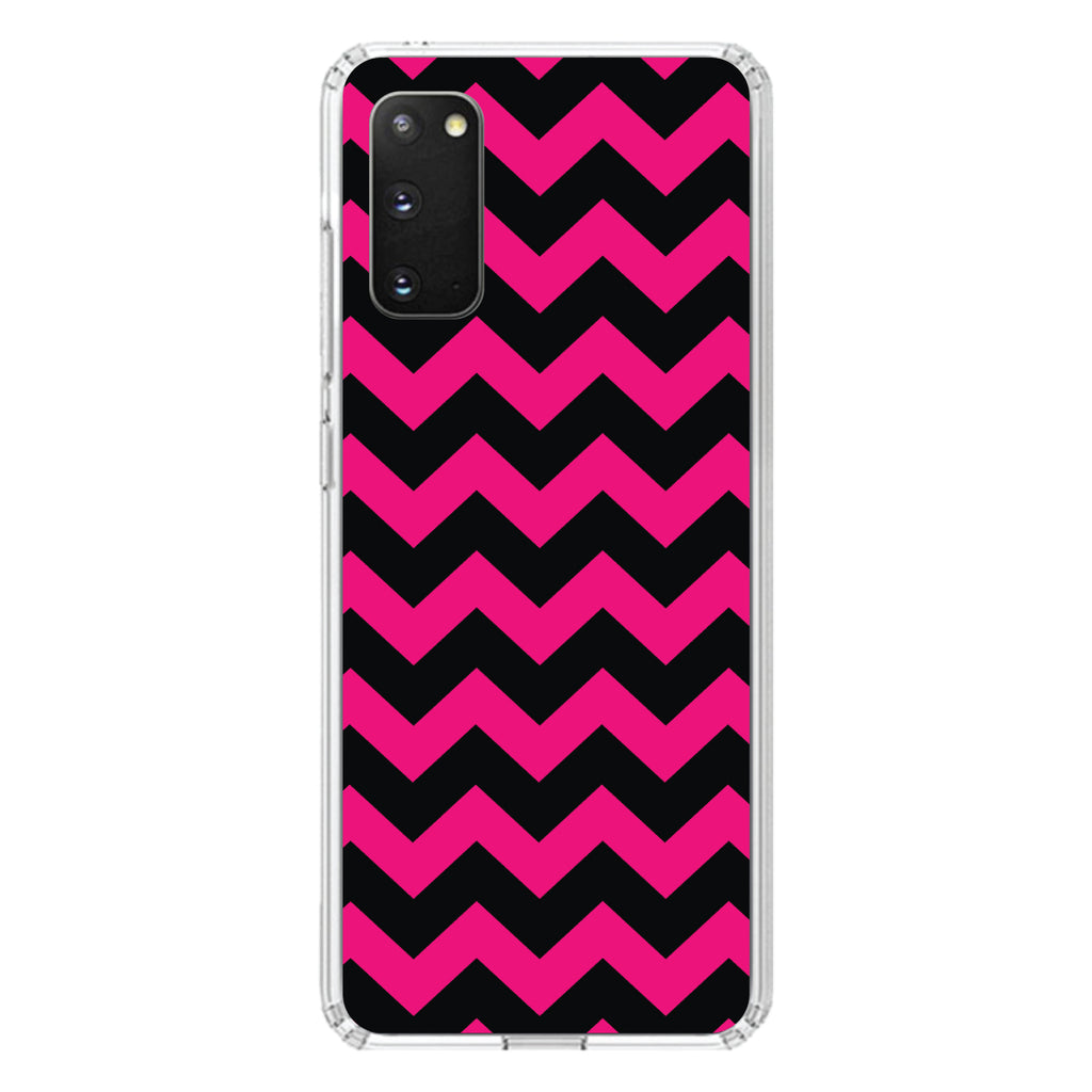 Black Hot Pink Chevron Stripes Clear Shockproof iPhone Case, view 14