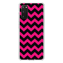 DistinctInk® Clear Shockproof Hybrid Case for Apple iPhone / Samsung Galaxy / Google Pixel - Black Hot Pink Chevron Stripes