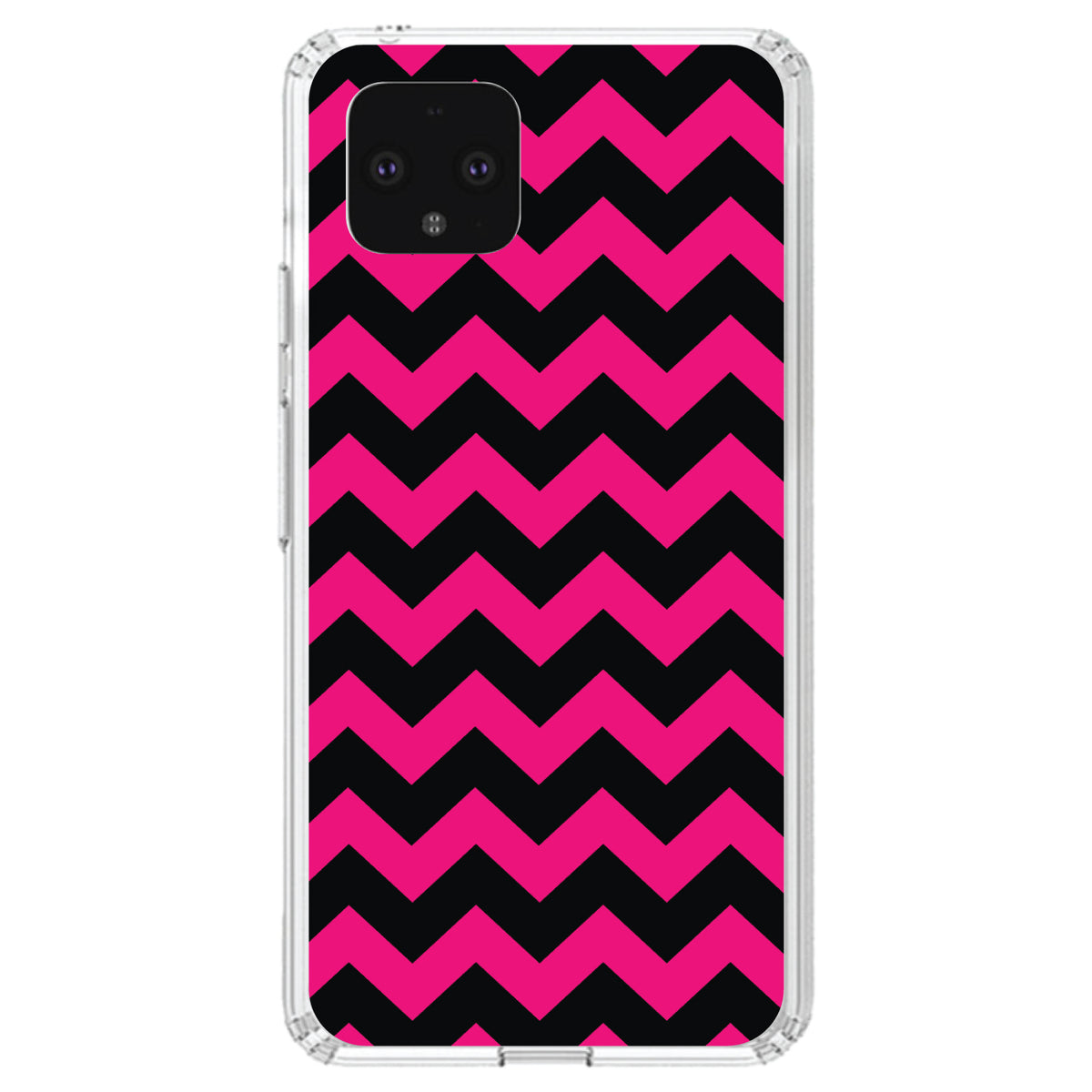 Black Hot Pink Chevron Stripes Clear Shockproof iPhone Case, view 24