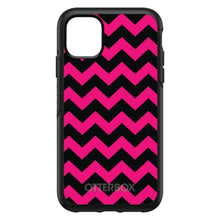 DistinctInk™ OtterBox Symmetry Series Case for Apple iPhone / Samsung Galaxy / Google Pixel - Black Hot Pink Chevron Stripes