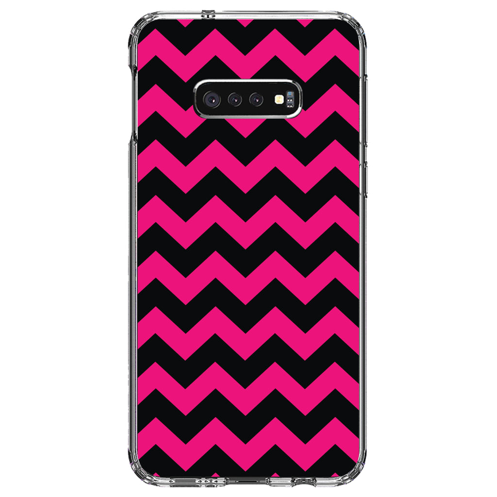 Black Hot Pink Chevron Stripes Clear Shockproof iPhone Case, view 18