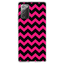 DistinctInk® Clear Shockproof Hybrid Case for Apple iPhone / Samsung Galaxy / Google Pixel - Black Hot Pink Chevron Stripes