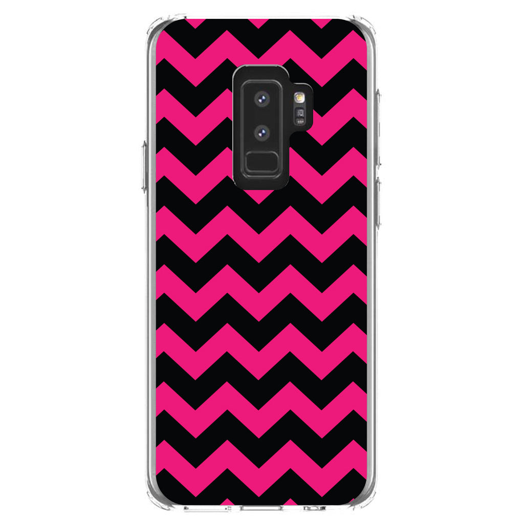 Black Hot Pink Chevron Stripes Clear Shockproof iPhone Case, view 20