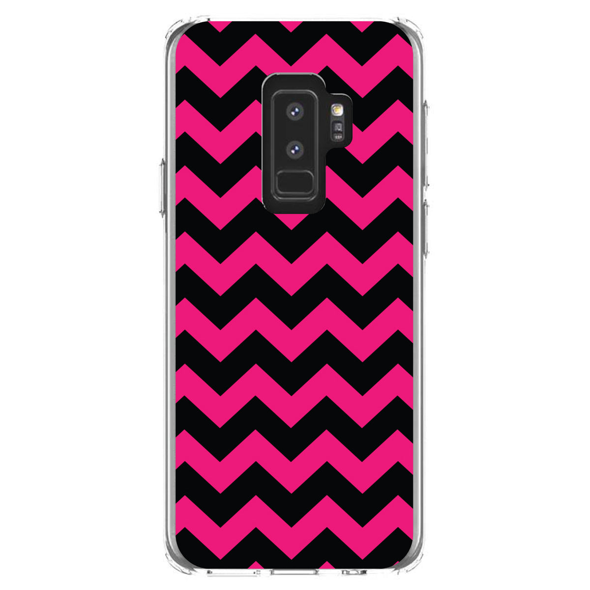 Black Hot Pink Chevron Stripes Clear Shockproof iPhone Case, view 20