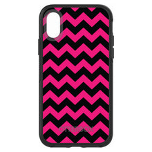 DistinctInk™ OtterBox Symmetry Series Case for Apple iPhone / Samsung Galaxy / Google Pixel - Black Hot Pink Chevron Stripes