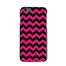 DistinctInk® Hard Plastic Snap-On Case for Apple iPhone or Samsung Galaxy - Black Hot Pink Chevron Stripes