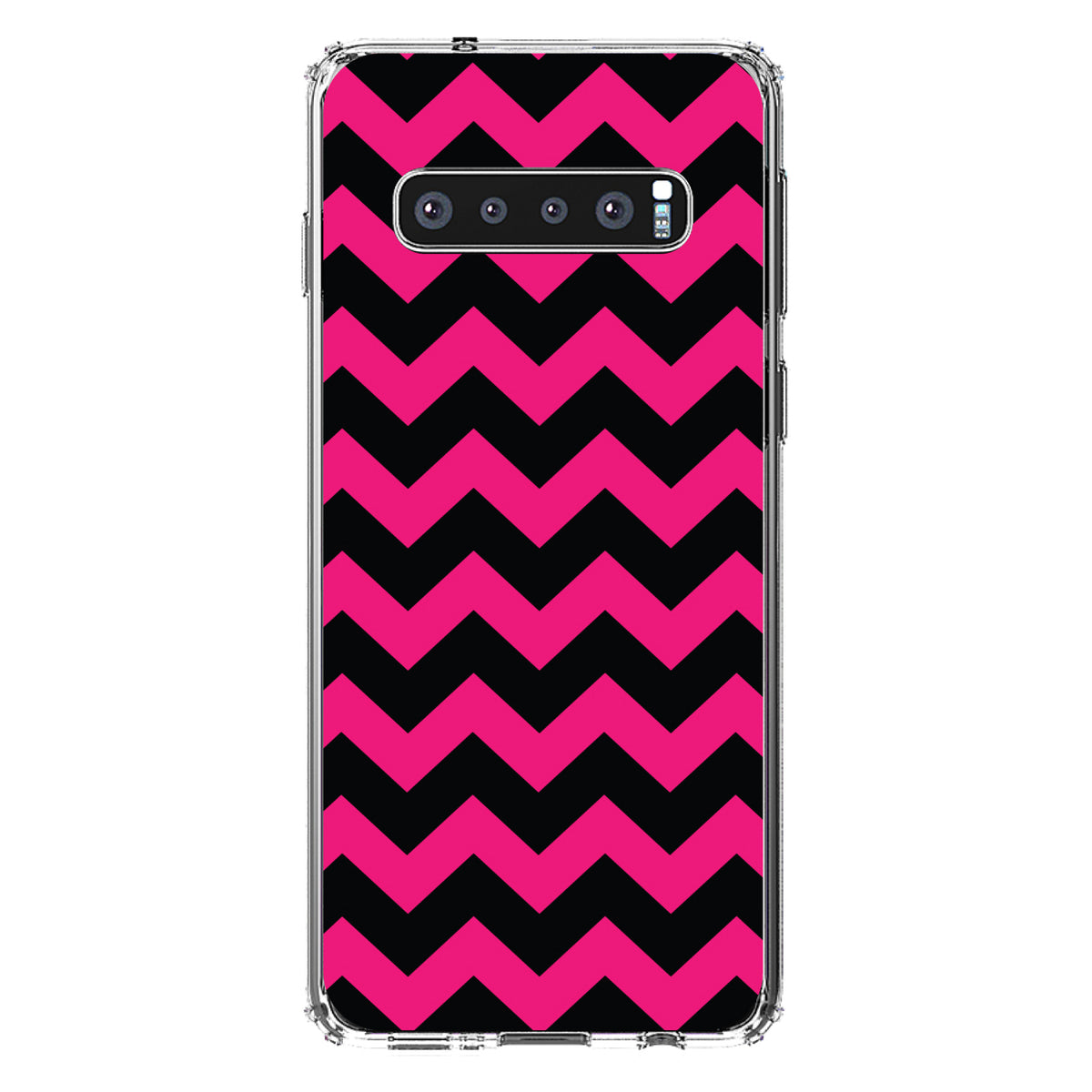 Black Hot Pink Chevron Stripes Clear Shockproof iPhone Case, view 16