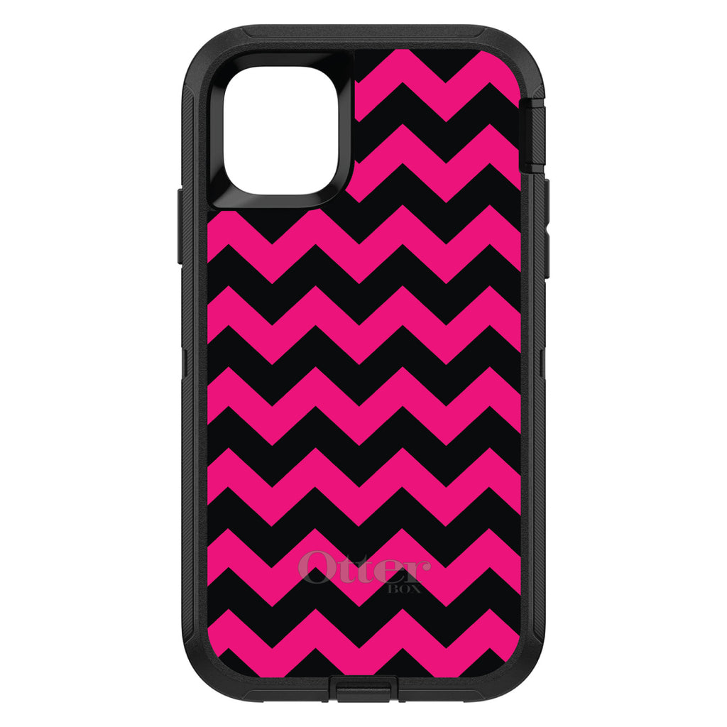 Black Hot Pink Chevron Stripes OtterBox Defender Case for iPhone & Galaxy, view 2