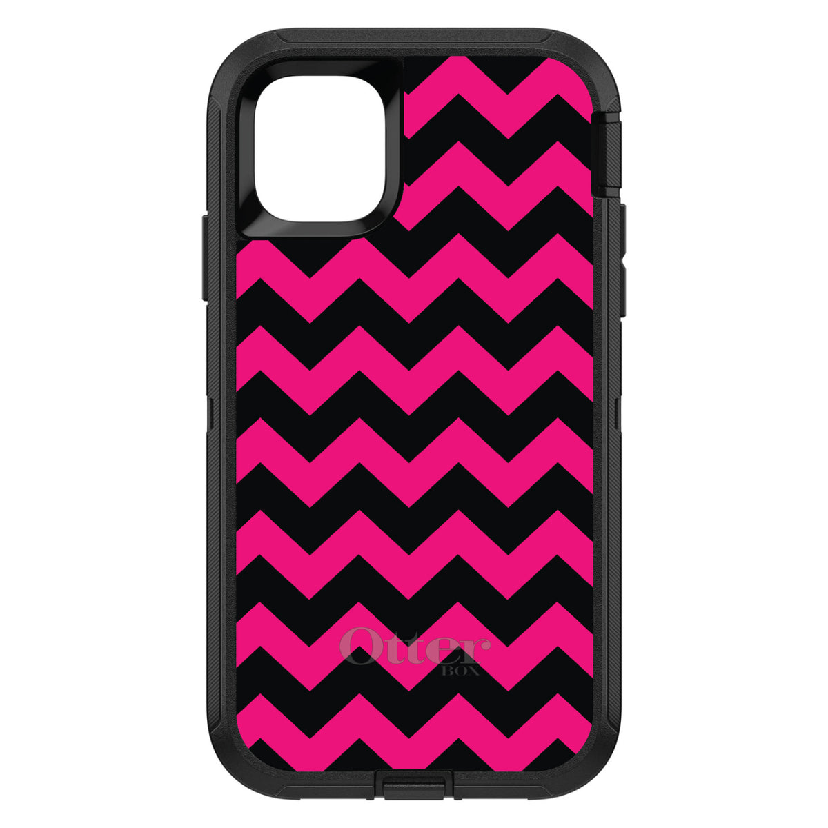 Black Hot Pink Chevron Stripes OtterBox Defender Case for iPhone & Galaxy, view 2