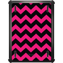 DistinctInk™ OtterBox Defender Series Case for Apple iPad / iPad Pro / iPad Air / iPad Mini - Black Hot Pink Chevron Stripes