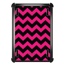 DistinctInk™ OtterBox Defender Series Case for Apple iPad / iPad Pro / iPad Air / iPad Mini - Black Hot Pink Chevron Stripes