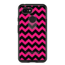 DistinctInk™ OtterBox Symmetry Series Case for Apple iPhone / Samsung Galaxy / Google Pixel - Black Hot Pink Chevron Stripes