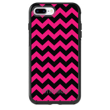 DistinctInk™ OtterBox Symmetry Series Case for Apple iPhone / Samsung Galaxy / Google Pixel - Black Hot Pink Chevron Stripes