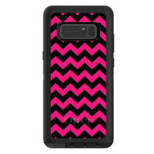 DistinctInk™ OtterBox Defender Series Case for Apple iPhone / Samsung Galaxy / Google Pixel - Black Hot Pink Chevron Stripes