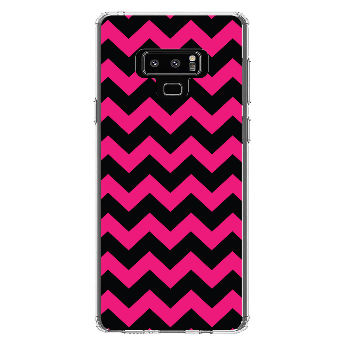 Black Hot Pink Chevron Stripes Clear Shockproof iPhone Case, view 11