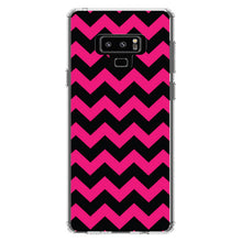 DistinctInk® Clear Shockproof Hybrid Case for Apple iPhone / Samsung Galaxy / Google Pixel - Black Hot Pink Chevron Stripes