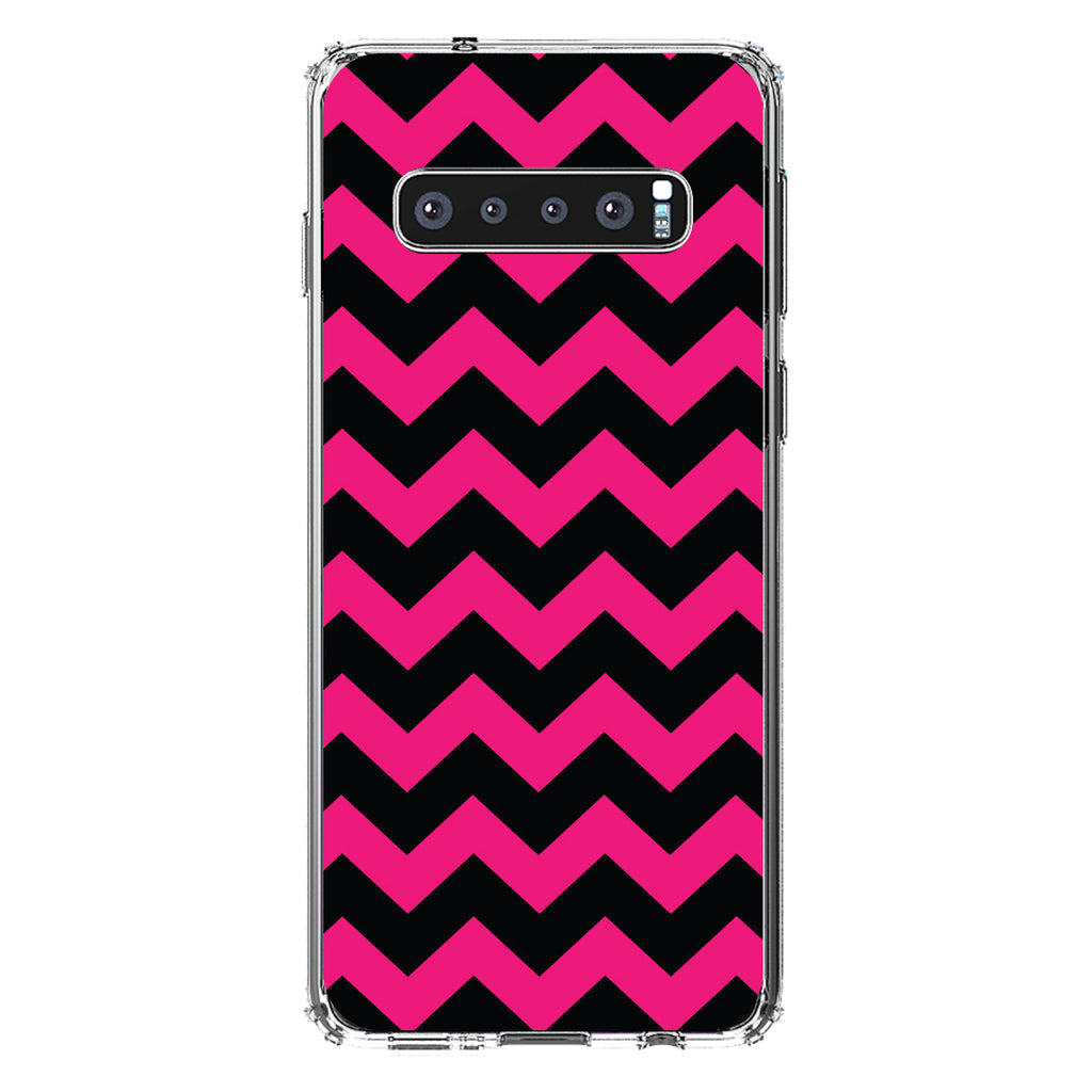 Black Hot Pink Chevron Stripes Clear Shockproof iPhone Case, view 17