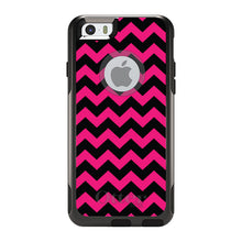 DistinctInk™ OtterBox Commuter Series Case for Apple iPhone or Samsung Galaxy - Black Hot Pink Chevron Stripes