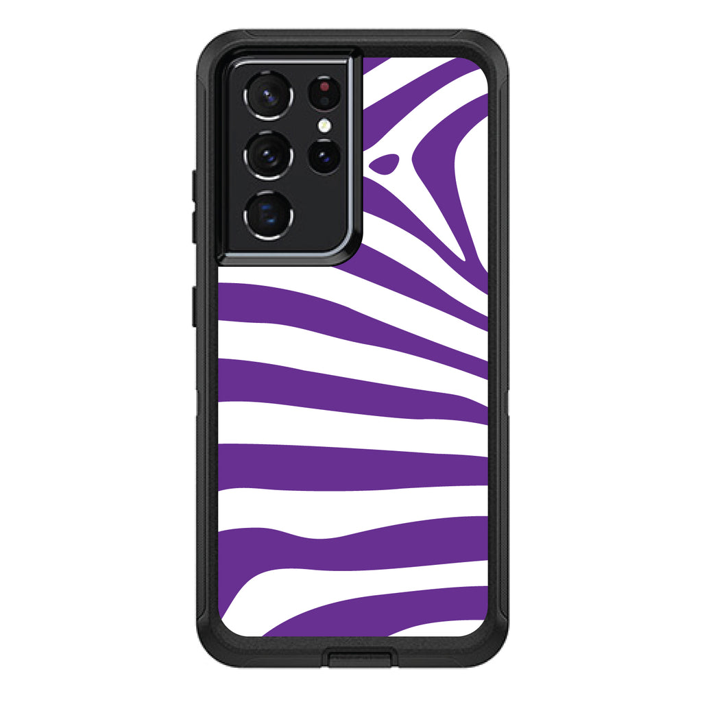 Purple & White Zebra Skin Stripes OtterBox Defender Case for iPhone & Galaxy, view 7