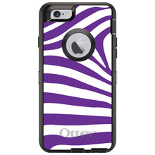DistinctInk™ OtterBox Defender Series Case for Apple iPhone / Samsung Galaxy / Google Pixel - Purple & White Zebra Skin Stripes