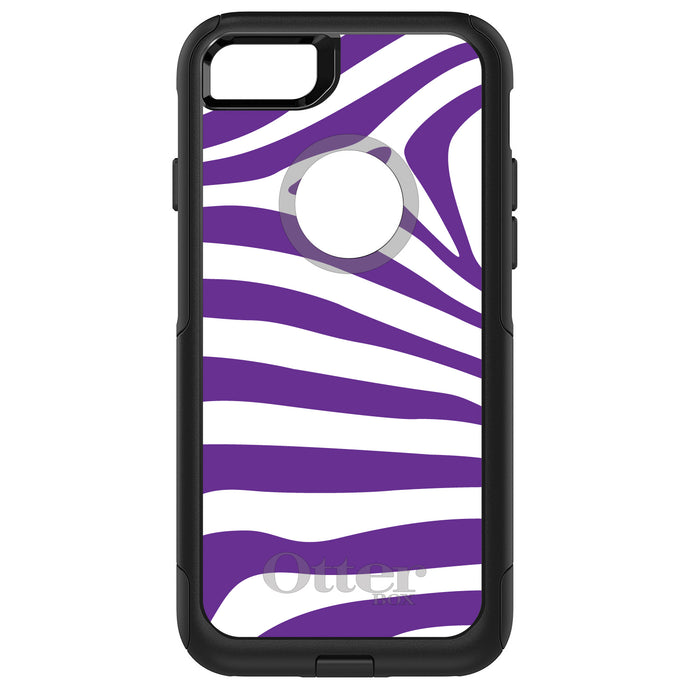 DistinctInk OtterBox Commuter Series Case for Apple iPhone or Samsung Galaxy - Purple & White Zebra Skin Stripes