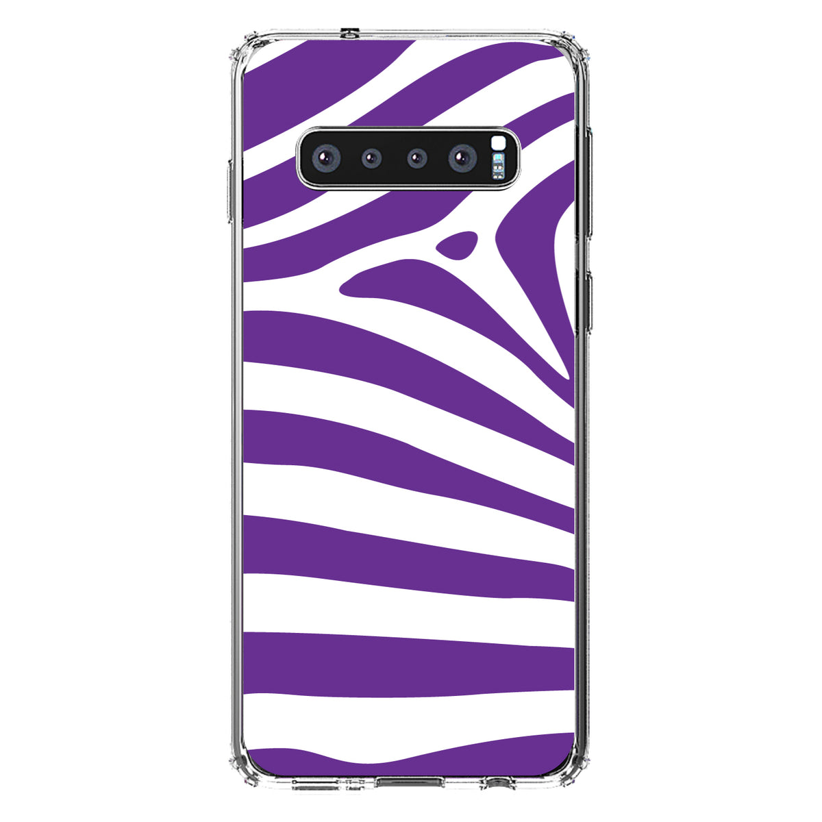 Purple & White Zebra Skin Stripes Clear Shockproof iPhone Case, view 16