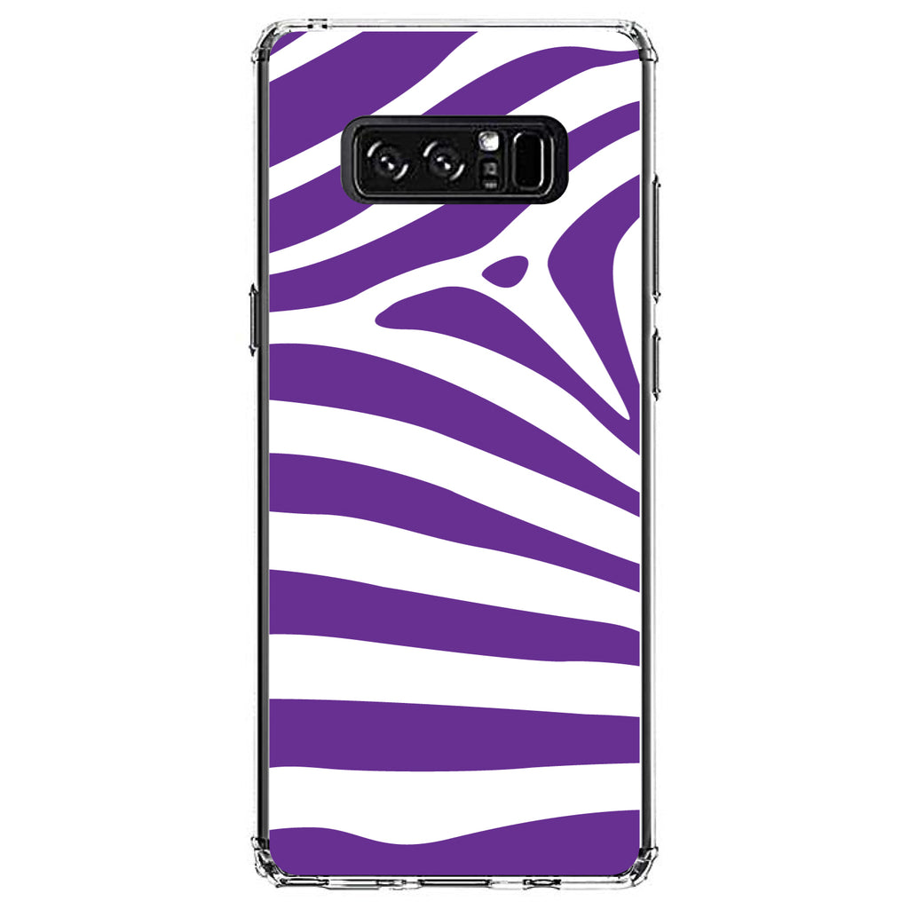 Purple & White Zebra Skin Stripes Clear Shockproof iPhone Case, view 12