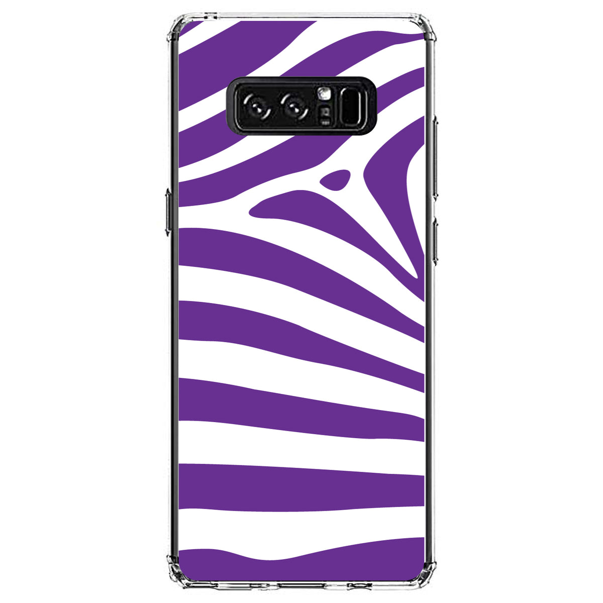 Purple & White Zebra Skin Stripes Clear Shockproof iPhone Case, view 12