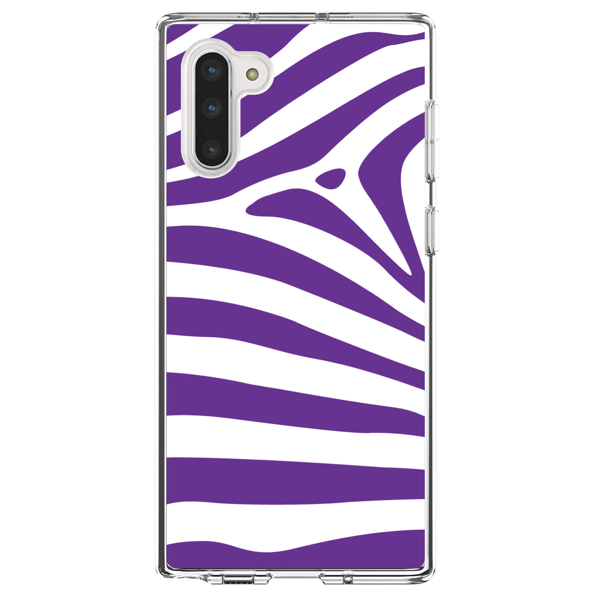 Purple & White Zebra Skin Stripes Clear Shockproof iPhone Case, view 9