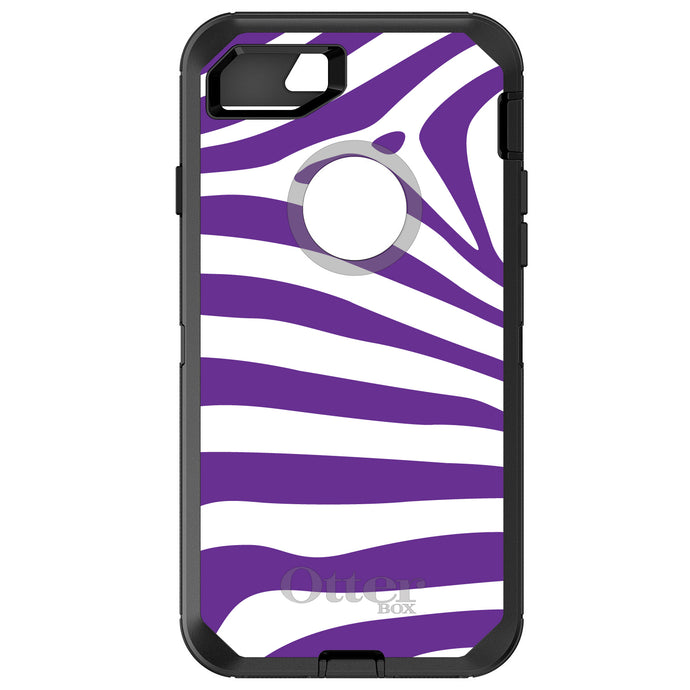 DistinctInk™ OtterBox Defender Series Case for Apple iPhone / Samsung Galaxy / Google Pixel - Purple & White Zebra Skin Stripes