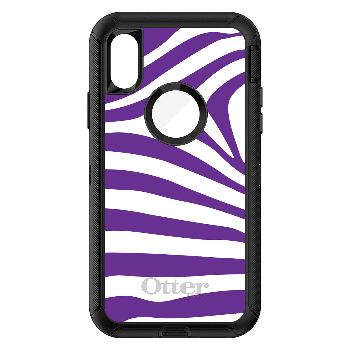 Purple & White Zebra Skin Stripes OtterBox Defender Case for iPhone & Galaxy, view 3