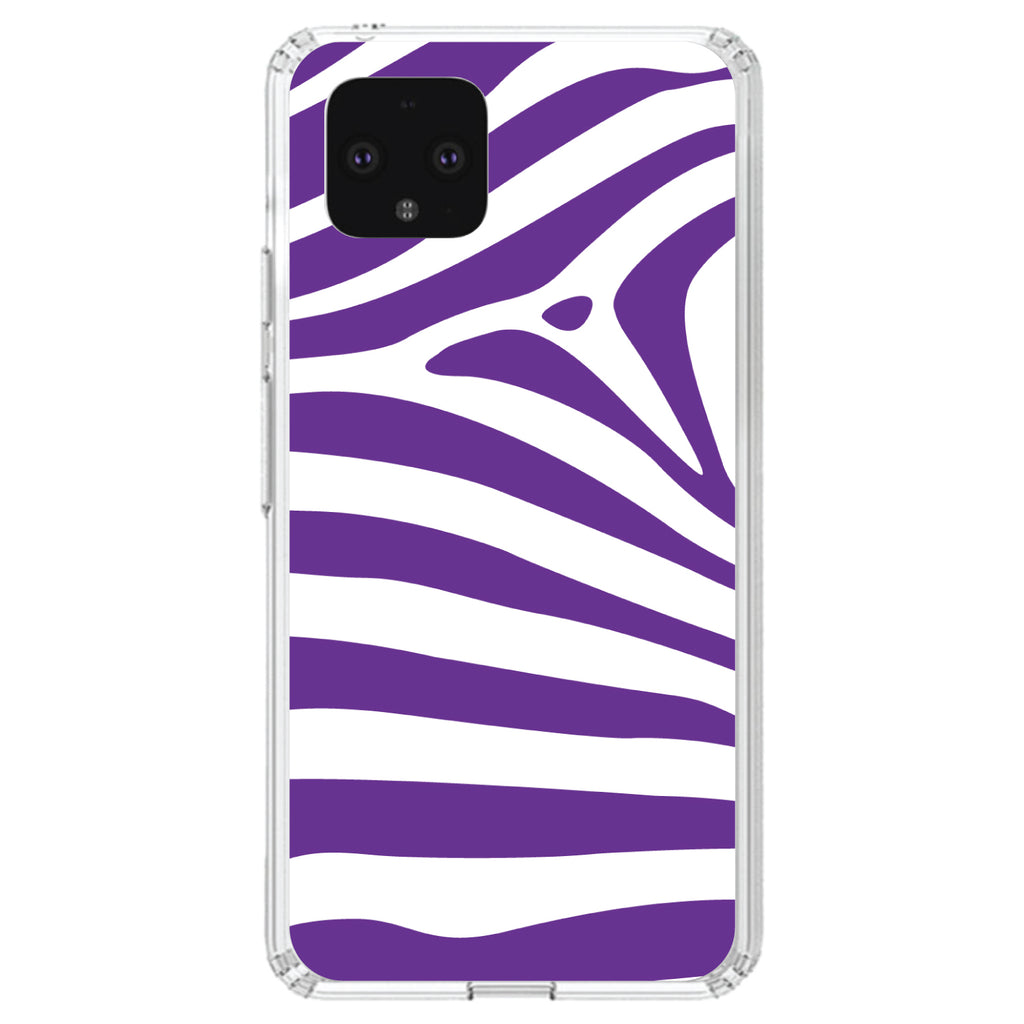 Purple & White Zebra Skin Stripes Clear Shockproof iPhone Case, view 24