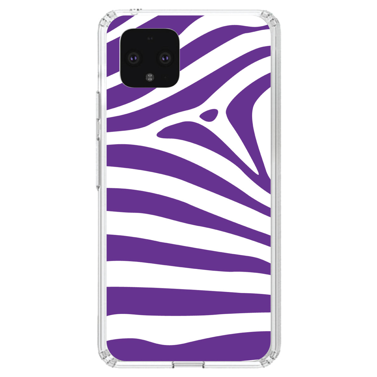 Purple & White Zebra Skin Stripes Clear Shockproof iPhone Case, view 24