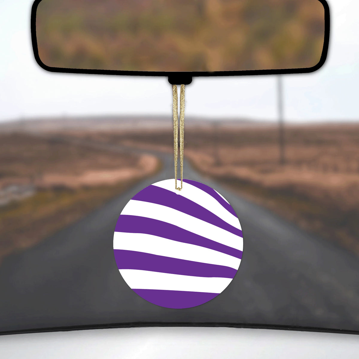 Purple & White Zebra Skin Stripes Ceramic Ornament, view 3