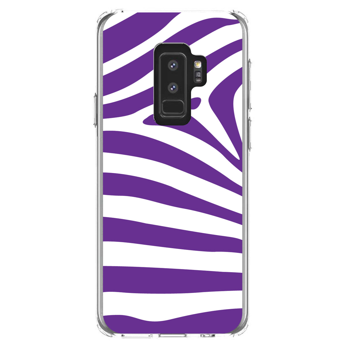 Purple & White Zebra Skin Stripes Clear Shockproof iPhone Case, view 20