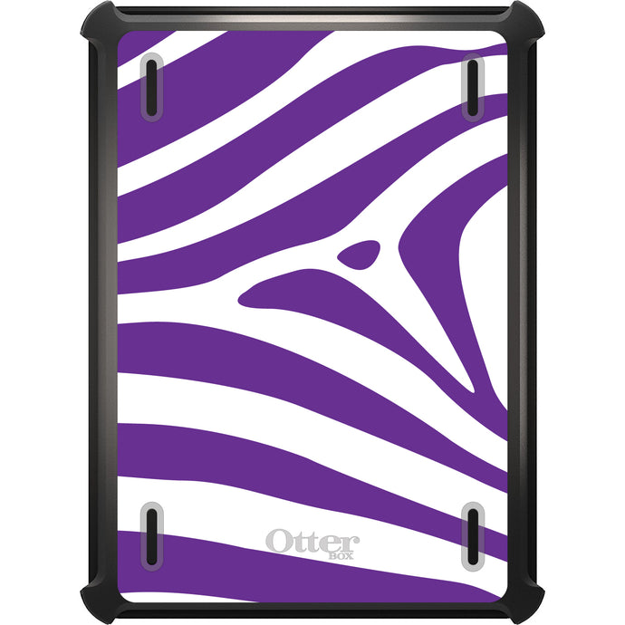 DistinctInk™ OtterBox Defender Series Case for Apple iPad / iPad Pro / iPad Air / iPad Mini - Purple & White Zebra Skin Stripes
