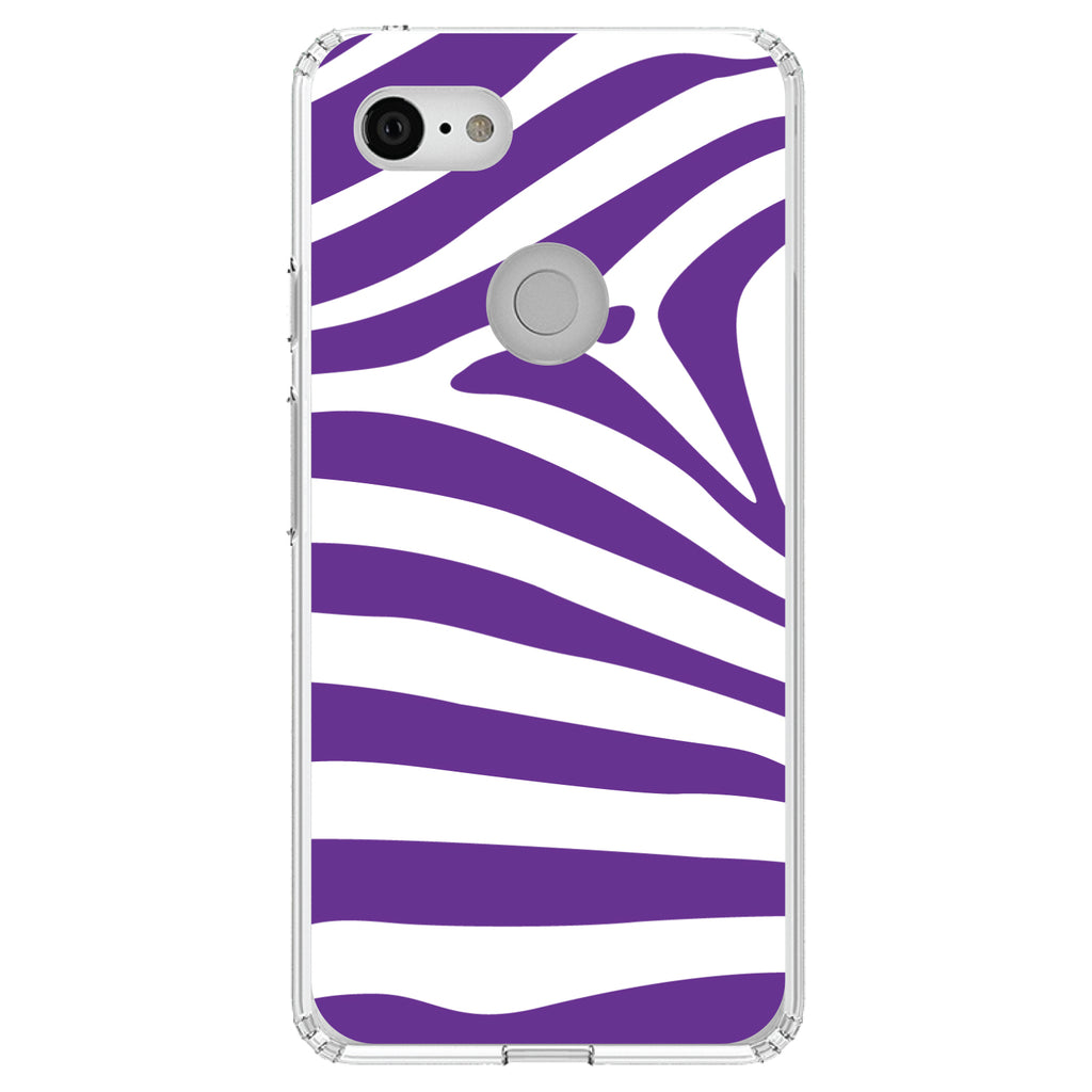 Purple & White Zebra Skin Stripes Clear Shockproof iPhone Case, view 21