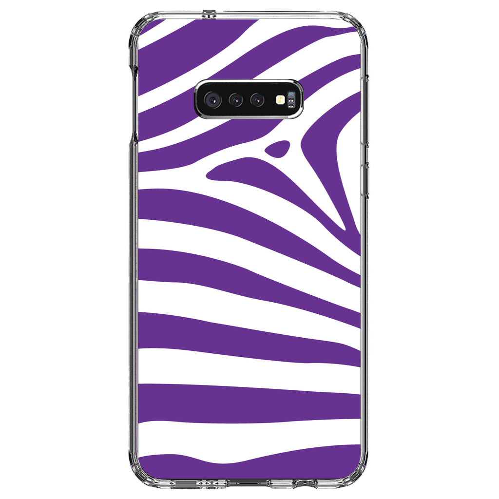 Purple & White Zebra Skin Stripes Clear Shockproof iPhone Case, view 18