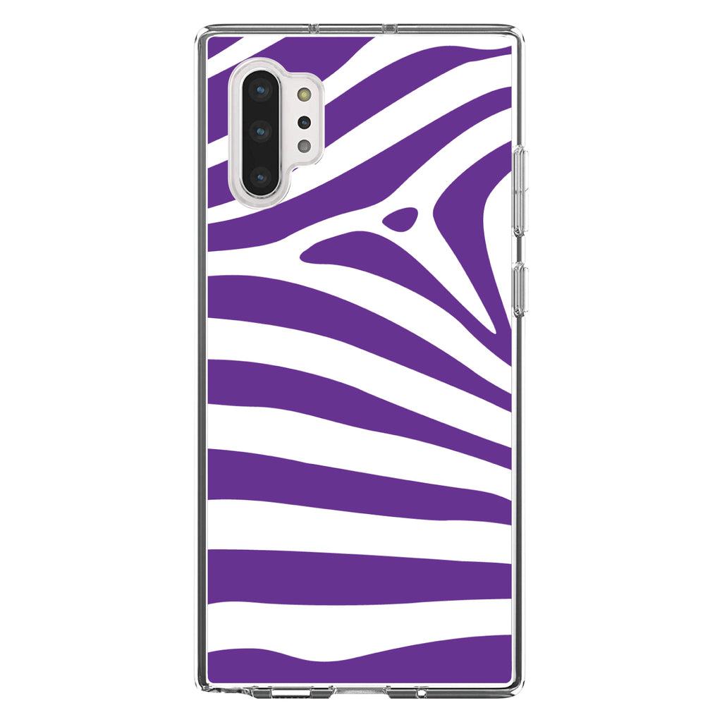 Purple & White Zebra Skin Stripes Clear Shockproof iPhone Case, view 10