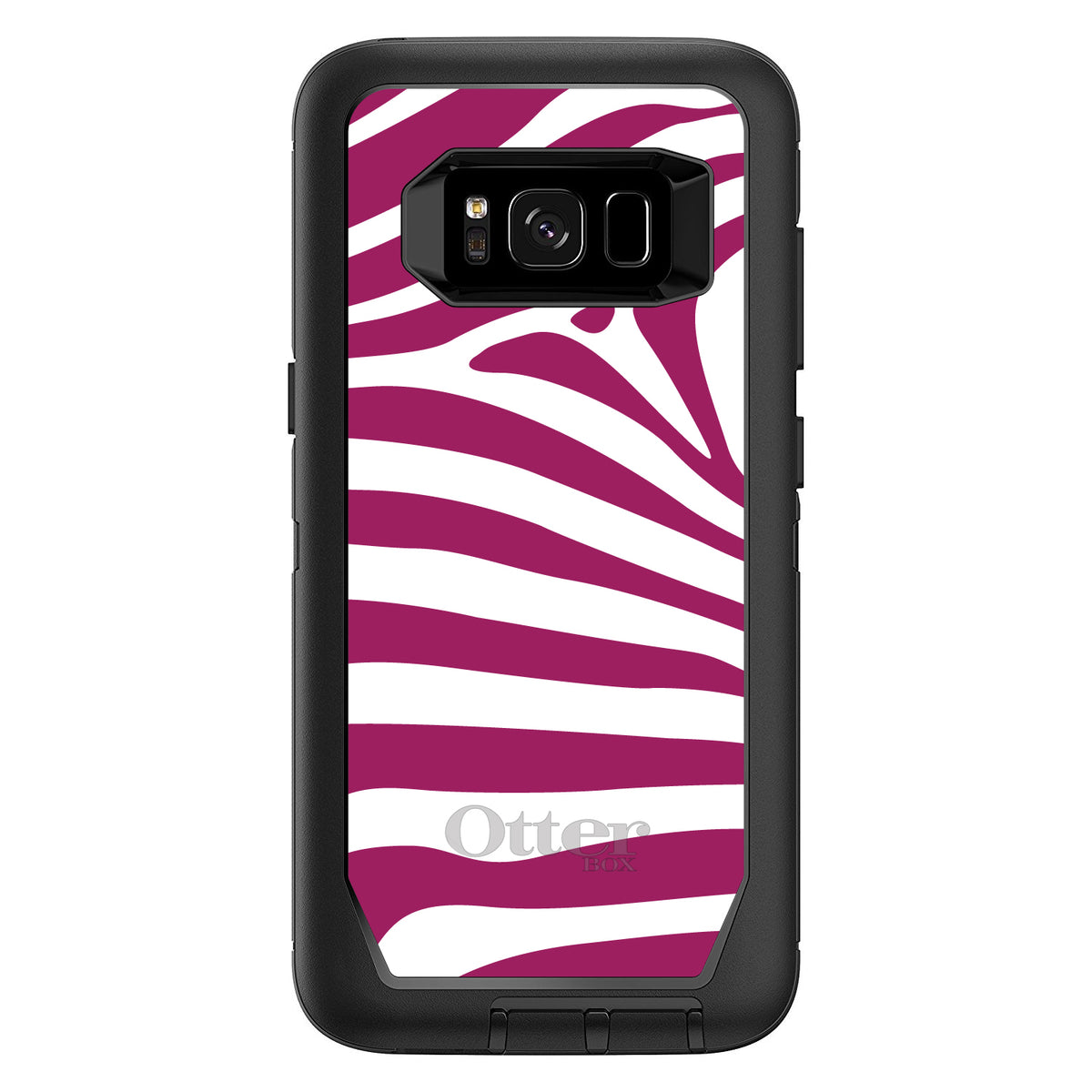 Fuchsia & White Zebra Skin Stripes OtterBox Defender Case for iPhone & Galaxy, view 12