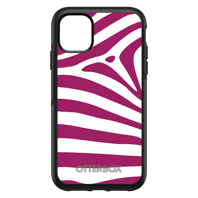 DistinctInk™ OtterBox Symmetry Series Case for Apple iPhone / Samsung Galaxy / Google Pixel - Fuchsia & White Zebra Skin Stripes