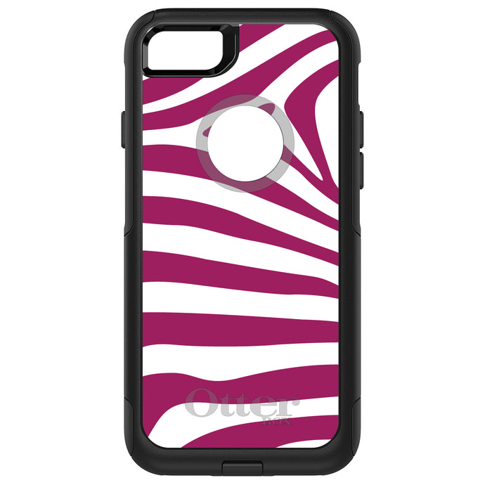 DistinctInk OtterBox Commuter Series Case for Apple iPhone or Samsung Galaxy - Fuchsia & White Zebra Skin Stripes
