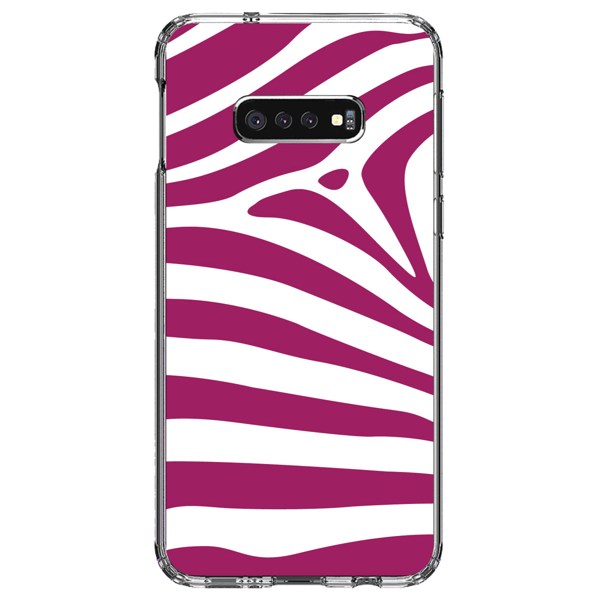 Fuchsia & White Zebra Skin Stripes Clear Shockproof iPhone Case, view 18