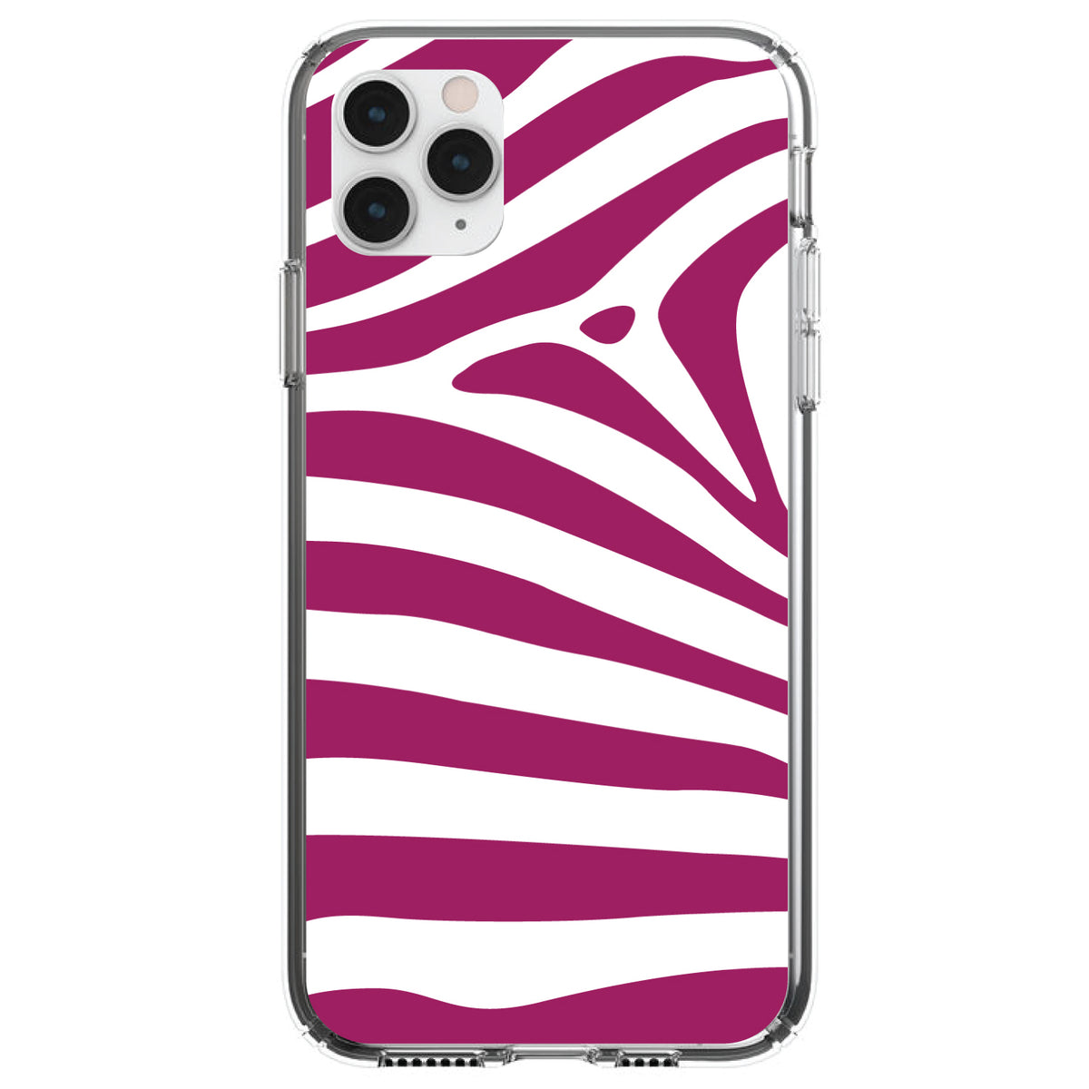 Fuchsia & White Zebra Skin Stripes Clear Shockproof iPhone Case