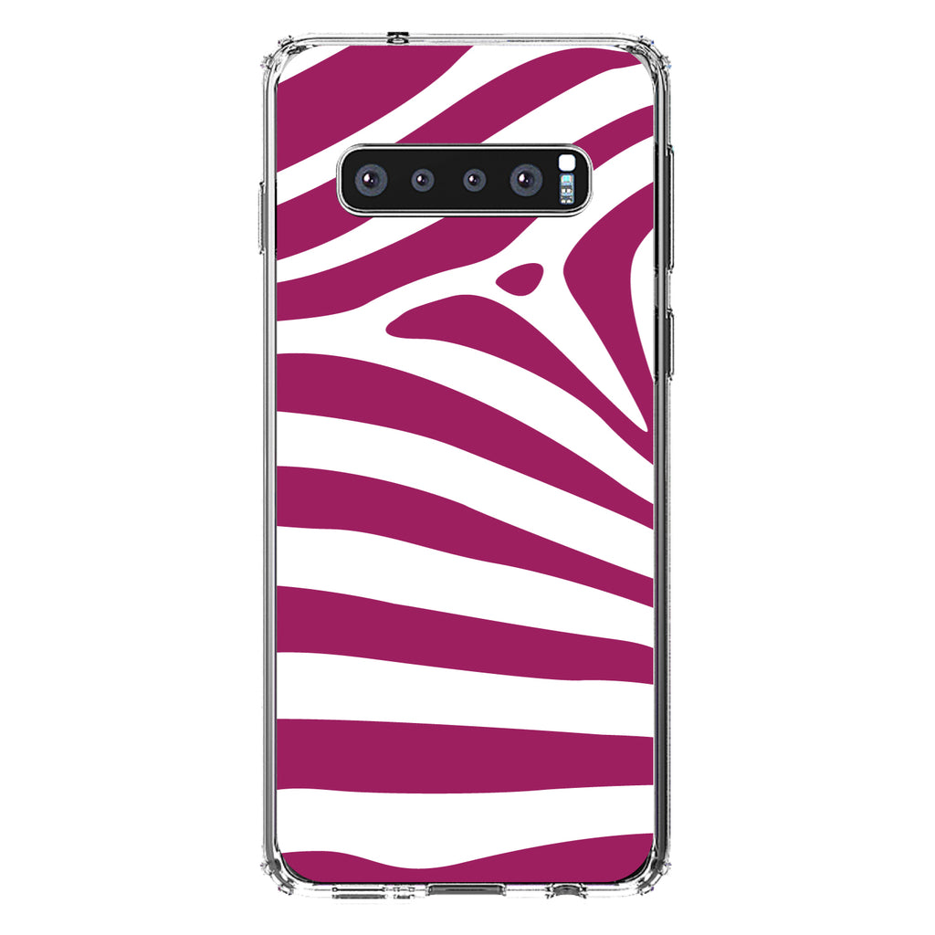 Fuchsia & White Zebra Skin Stripes Clear Shockproof iPhone Case, view 16