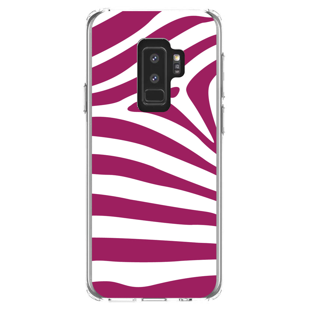 Fuchsia & White Zebra Skin Stripes Clear Shockproof iPhone Case, view 20